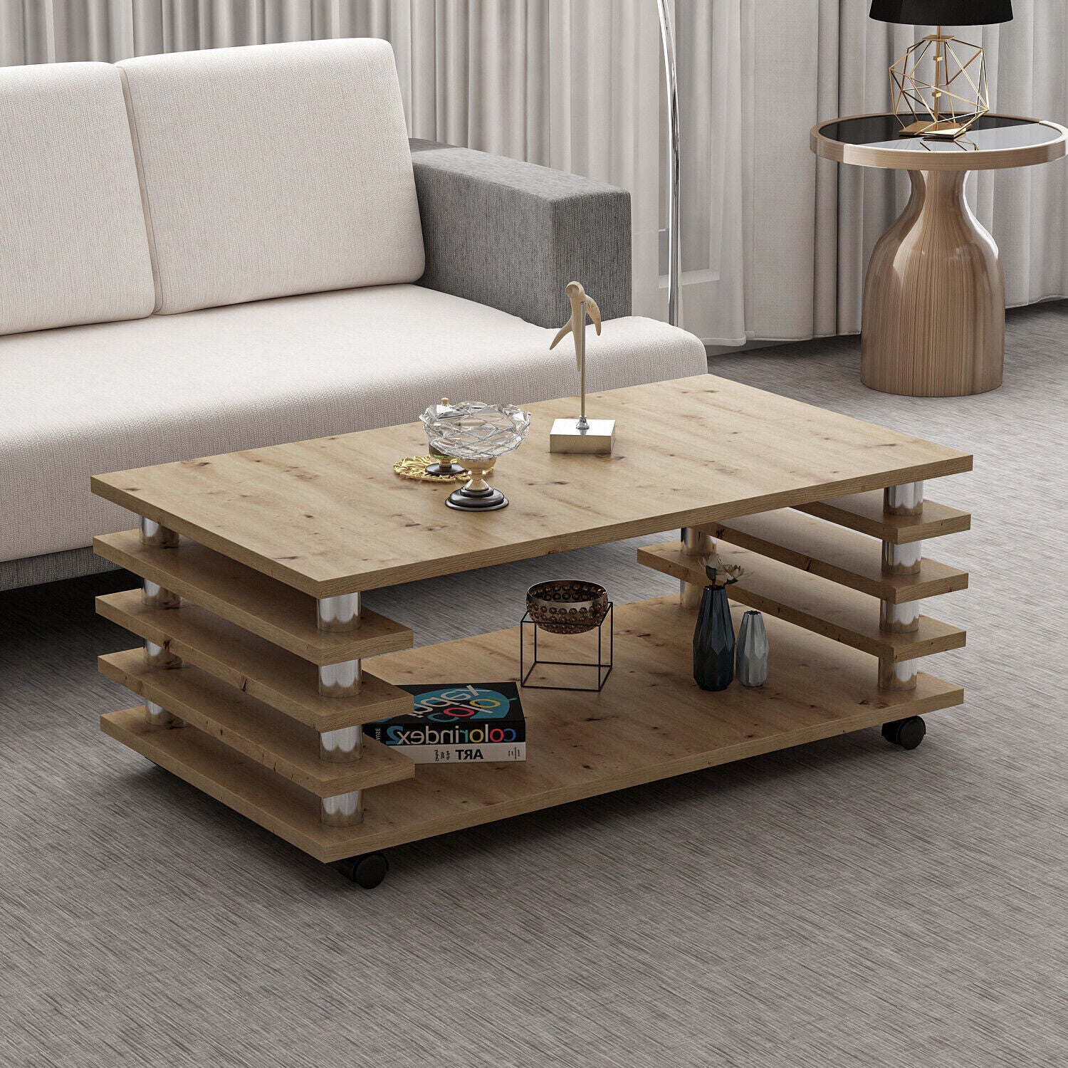 Couchtisch 115x65 cm Wohnzimmer Tisch Artizan Eiche Baarn Tische Beistelltisch 2