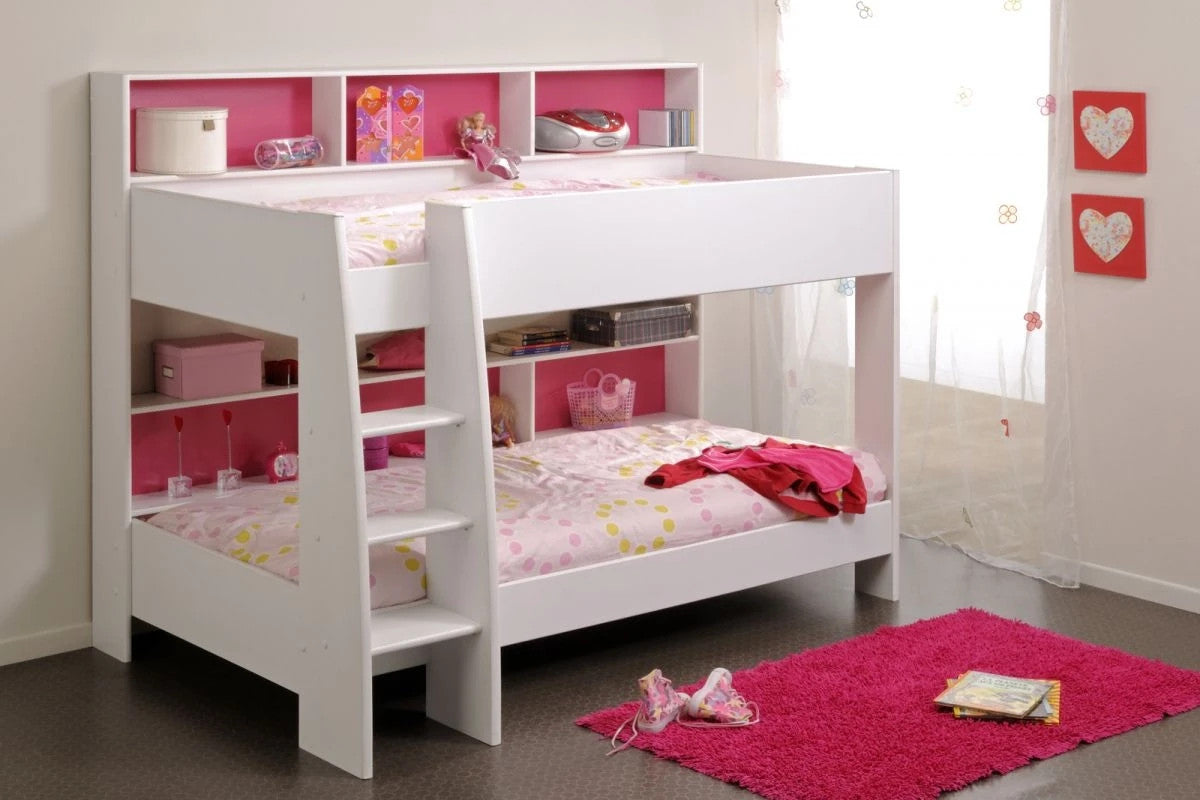 Etagenbett"TamTam1"in weiß mit blau oder pink Kinder und Jugendzimmer Hochbett