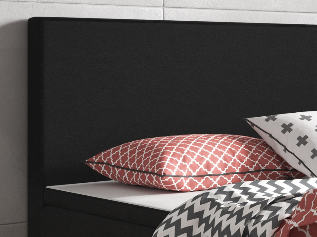 Boxspringbett Bett  90x200 Webstoff Schwarz Einzelbett Schlafzimmer modern