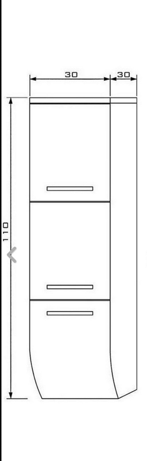 2x Seitenschrank Hochschrank Badmöbel Glanz Badschrank Schwarz 110 cm