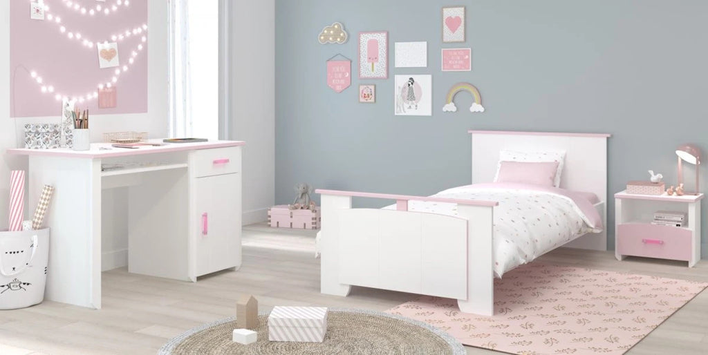 Kinder- und Jugendzimmer Set 3-teilig"Biotiful15 in weiß und rosa Mädchenzimmer