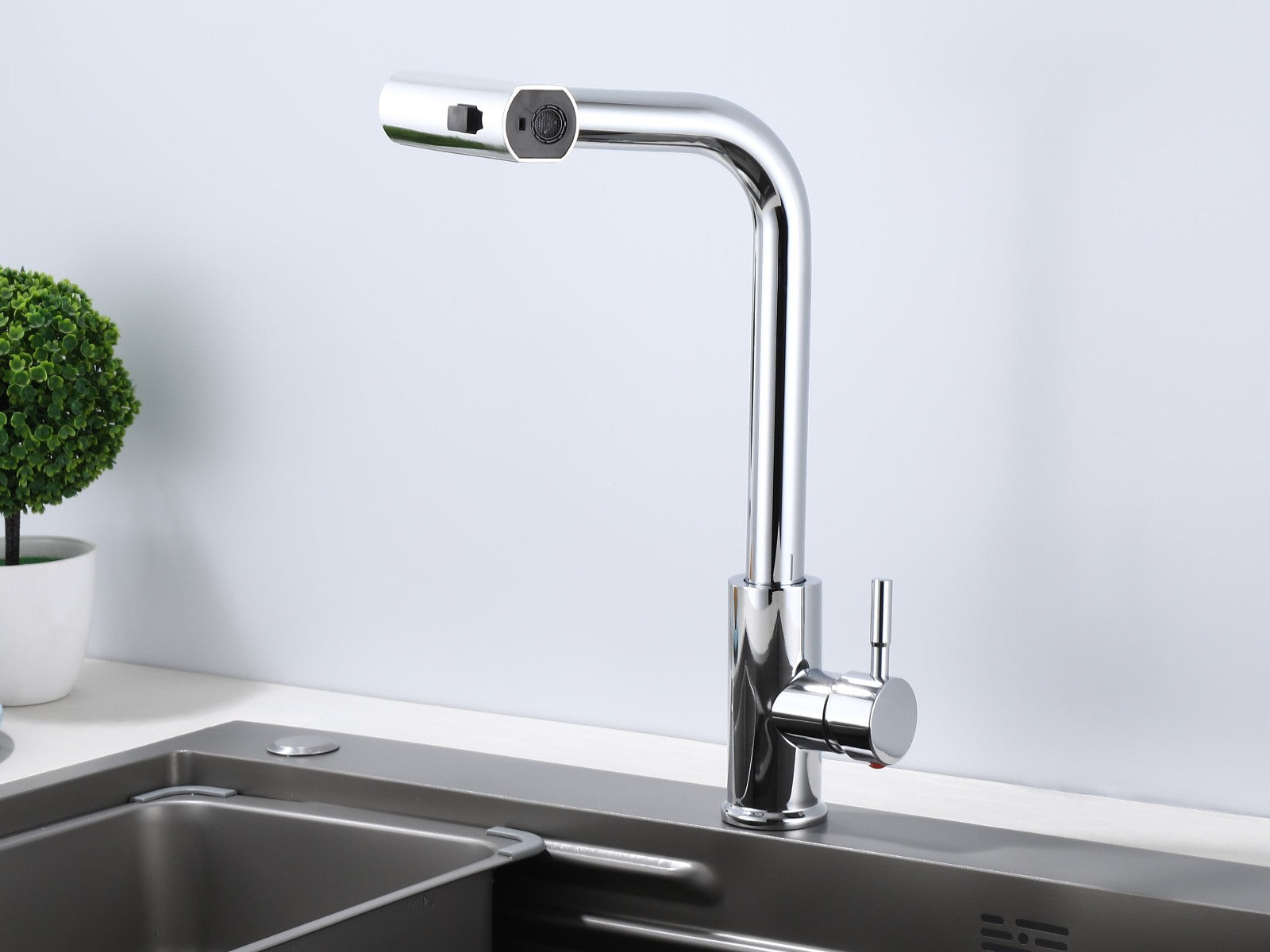 Küchenarmatur 360° Wasserhahn Küche Mischbatterie Spültisch Silber Armatur GF701