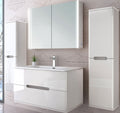 Badezimmermöbel set  Badmöbel  Hochglanz Spiegelschrank Keramik Weiß LED 90 cm