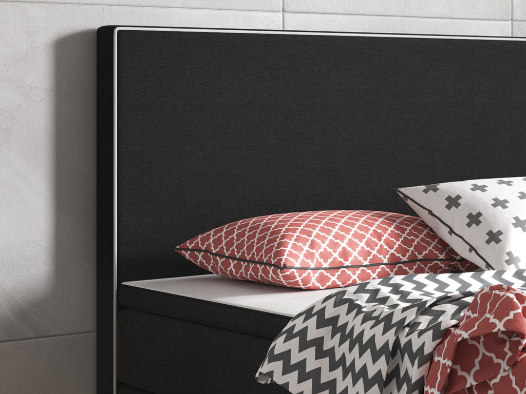 Boxspringbett 180x200 cm Schwarz Bett Komfortbett Hotelbett Stoff Bett Riga31738