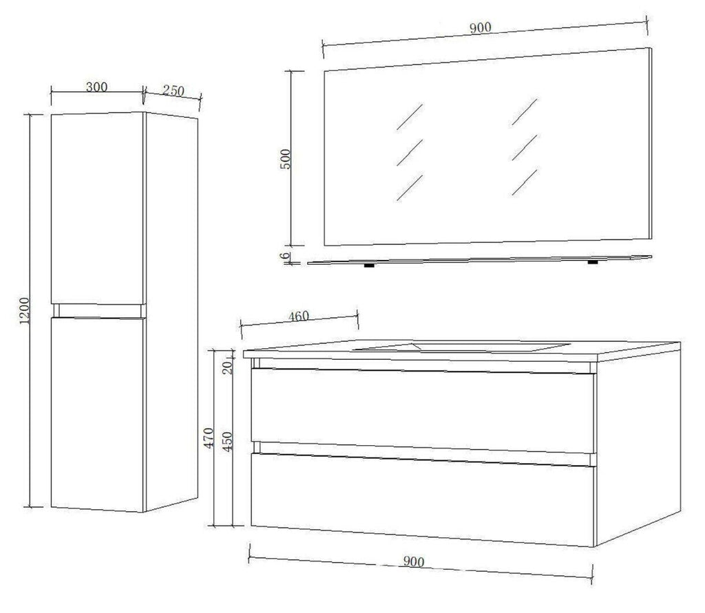 90 Badmöbel Set Komplett 90cm Hochglanz Badezimmermöbel 5 Teilig Bad 90 cm Bad T
