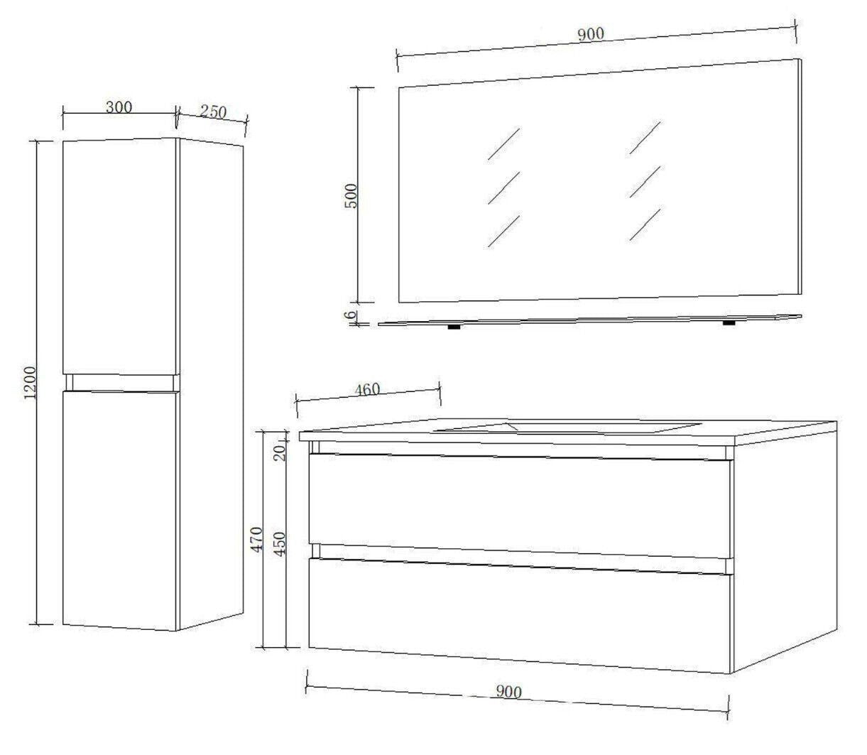 90 Badmöbel Set Komplett 90cm Hochglanz Badezimmermöbel 5 Teilig Bad 90 cm Bad T