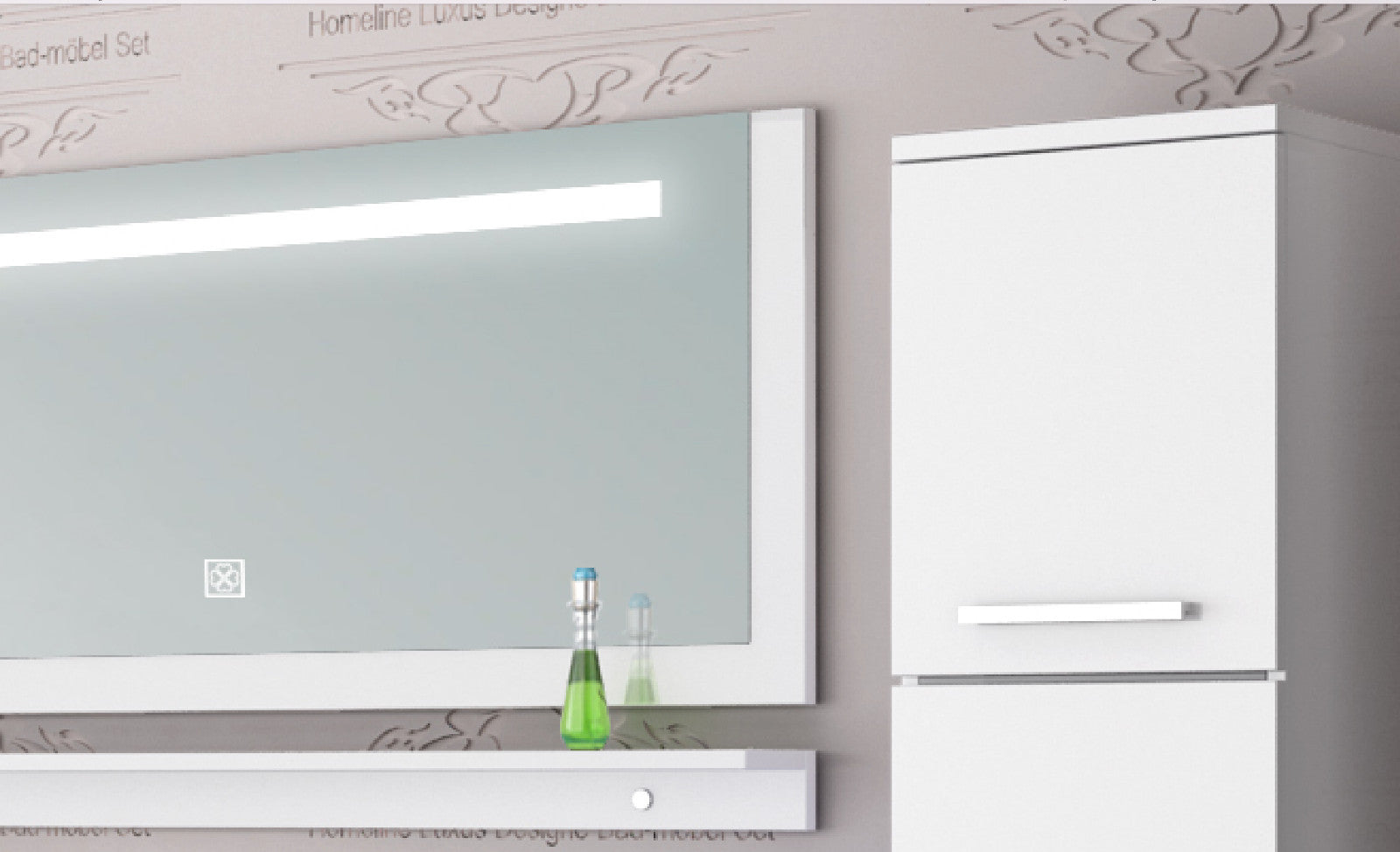 Doppelwaschtisch 240 cm Weiss Hochglanz Doppel Waschbecken Badmöbel Set Led Syts