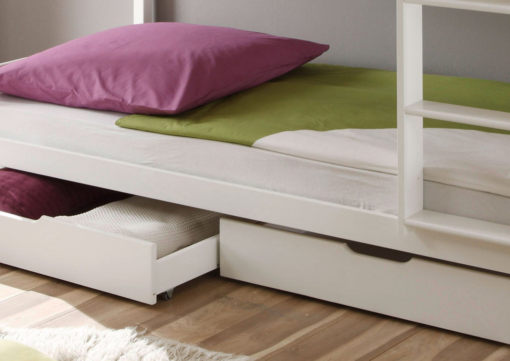 Kinderbett Etagenbett Hochbett Spielbett Stockbett weiss Lattenrost Schublade NE