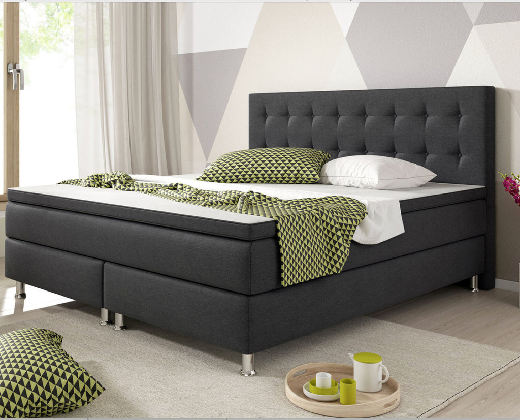 Boxspringbett 180x200 cm Schwarz Bett Komfortbett Hotelbett Stoff Bett Bern31740