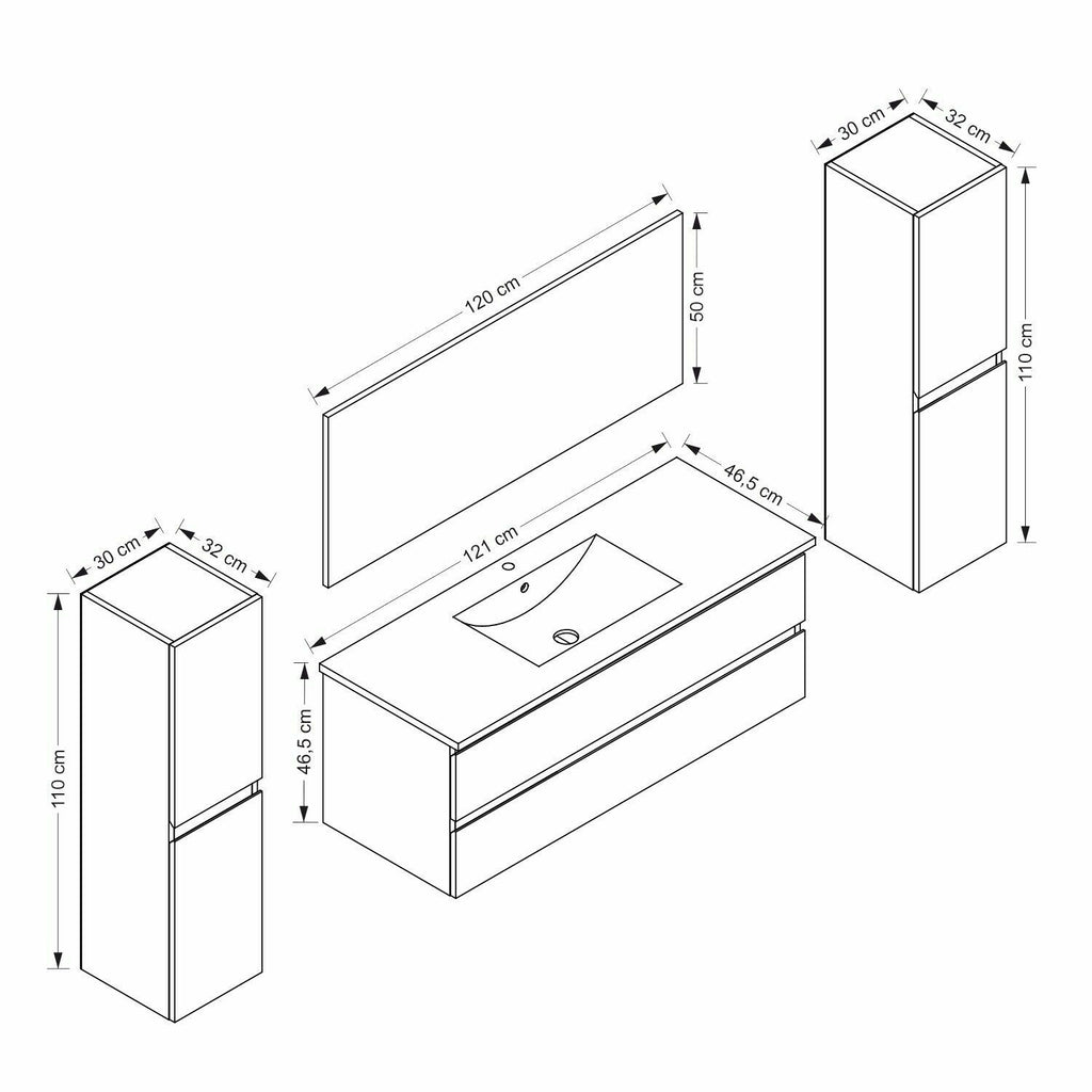 Badmöbel Set Bad  Schwarz Hochglanz Badezimmermöbel 120 cm bis 8 Tlg  Möbel