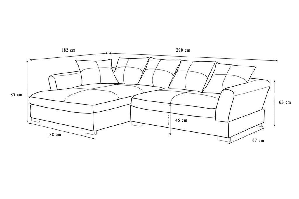 Design Couchgarnitur Grau Sofa K-Leder Eck Sofa Wohnlandschaft Megasofa Links