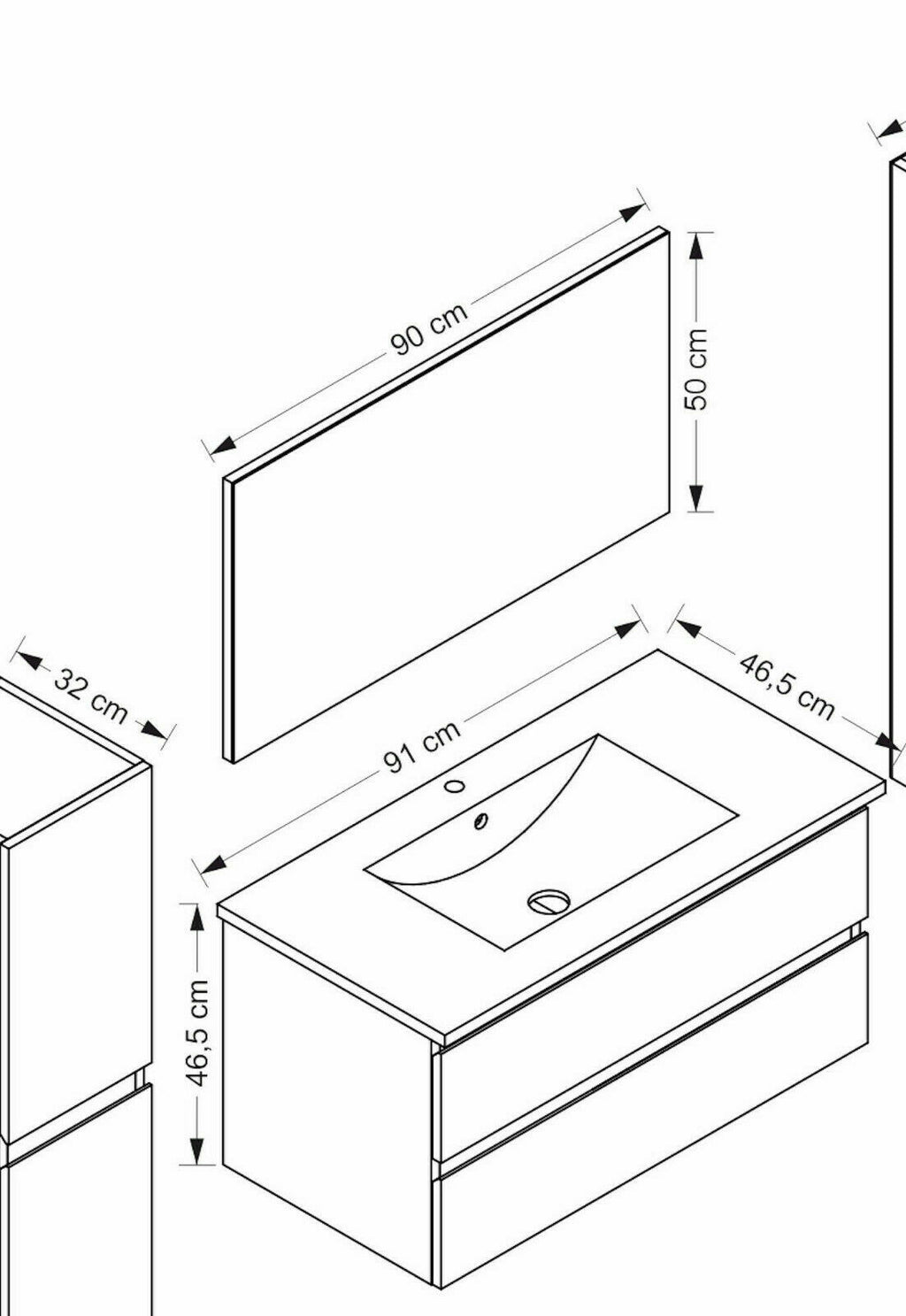 Badmöbel Set Schwarz Hochglanz Badezimmermöbel 90 cm bis 8tlg Bad Möbel badezimm