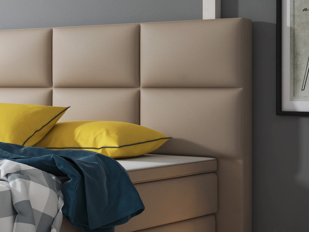 Boxspringbett Bett 180x200 cm Kunstleder Muddy beig Doppelbett  Schlafzimmer