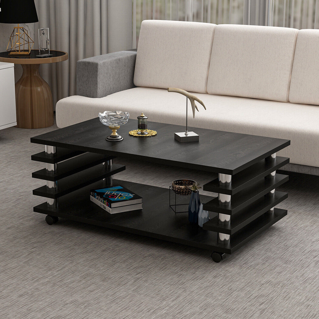 Couchtisch 115x 65 cm Wohnzimmer Tisch Schwarz  Baarn Tische Beistelltisch 2