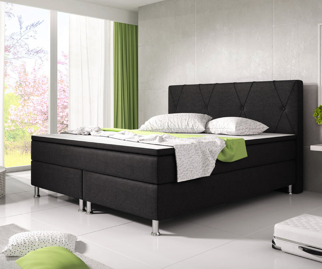 Boxspringbett 180x200 Schwarz Bett Komfortbett Hotelbett Stoff Bett Bayern 31731