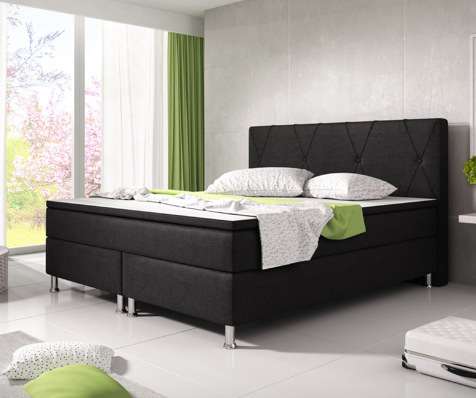 Boxspringbett 180x200 Schwarz Bett Komfortbett Hotelbett Stoff Bett Bayern 31731