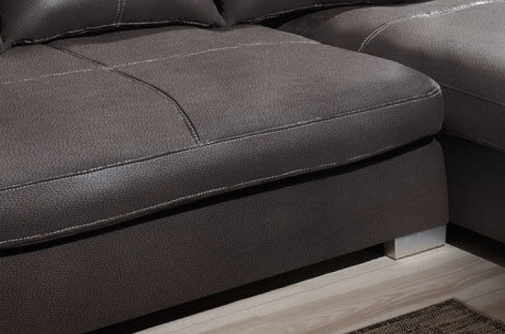 Design Couchgarnitur Anthrazit Sofa K-Leder Eck Big Sofa Wohnlandschaft Links