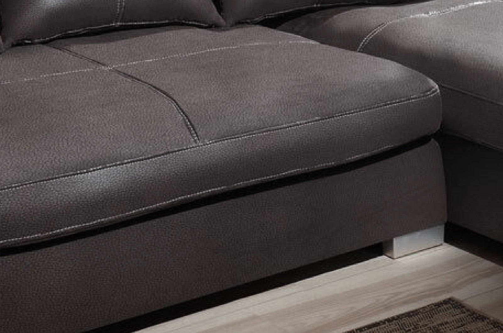 Design Couchgarnitur Anthrazit Sofa K-Leder Eck Big Sofa Wohnlandschaft Links