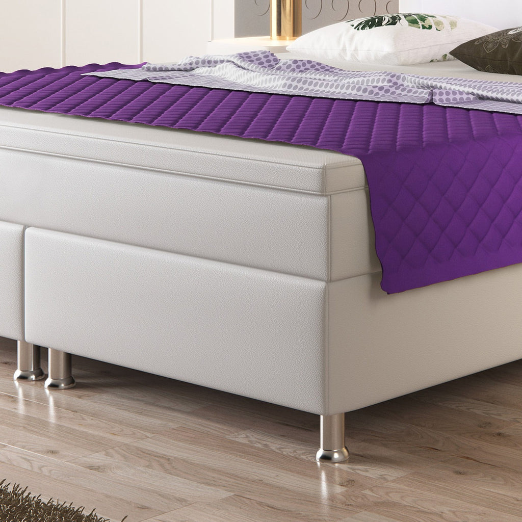 Boxspringbett Monaco 180x200 cm Kunstleder Weiß Komfortbett Hotelbett Doppelbett