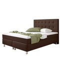 Boxspringbett  140x200 cm Webstoff Braun mit Topper-Einzelbett Schlafzimmer