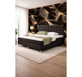 Boxspringbett  Bett 140x200 cm Webstoff Anthrazit mit Topper-Optik Einzelbett