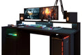 Gaming Set"Gaming1"in schwarz Gaming Schreibtisch und 2x Schrank,LED Beleuchtung