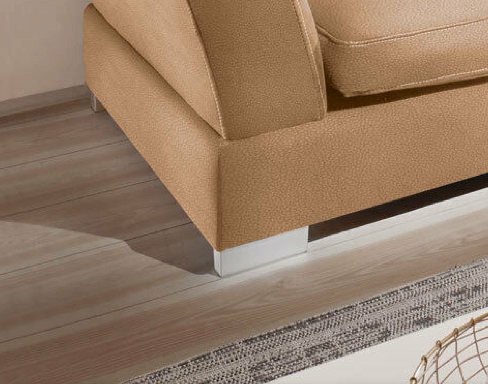 Design Couchgarnitur Beige Sofa K-Leder Eck Sofa Wohnlandschaft Megasofa Links