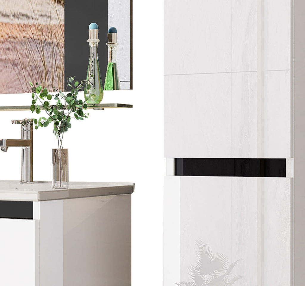 Badmöbel set Hochglanz 6 Tlg Weiß Soft Close Badezimmer Möbel badmöbel 60 cm Bad