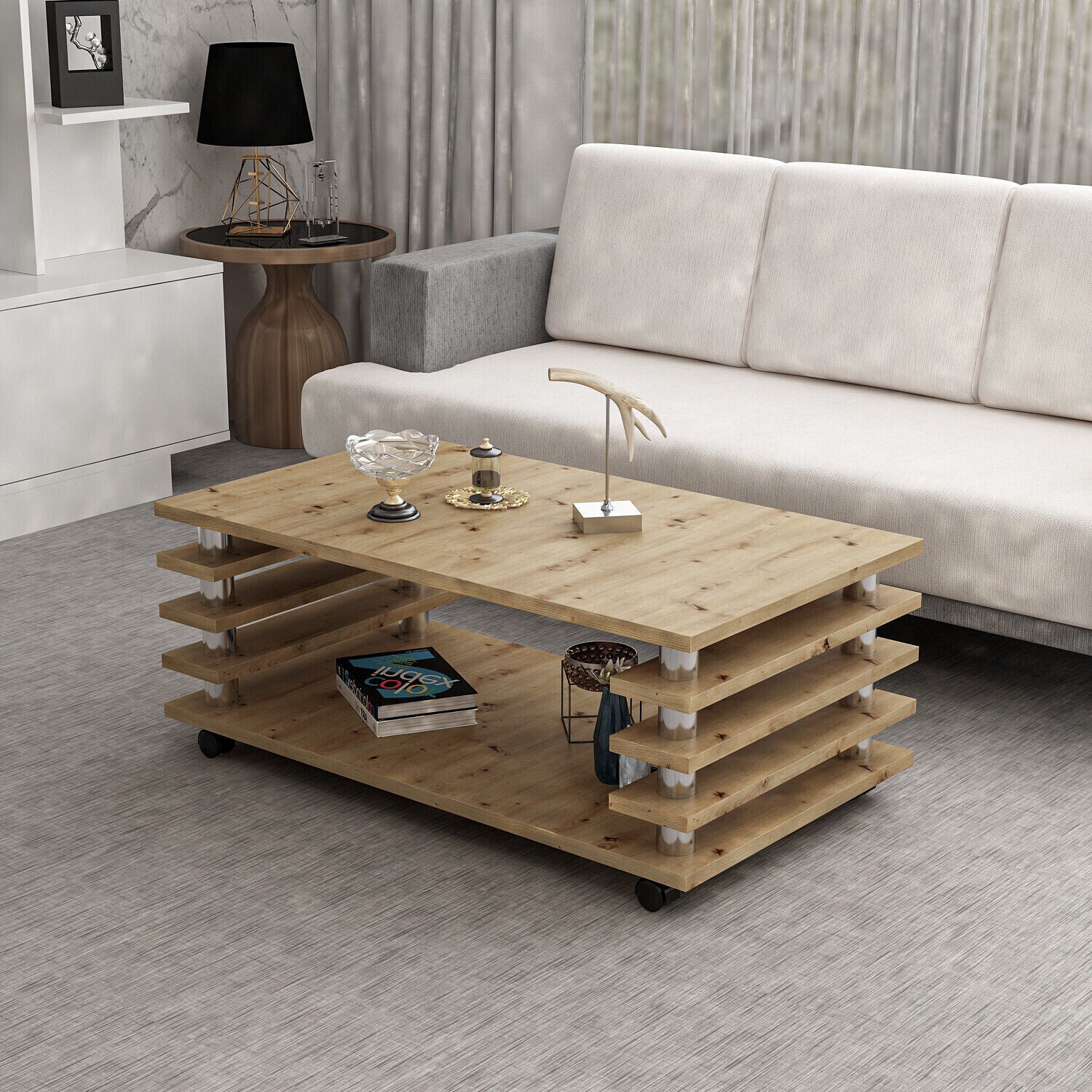 Couchtisch 115x65 cm Wohnzimmer Tisch Artizan Eiche Baarn Tische Beistelltisch 2
