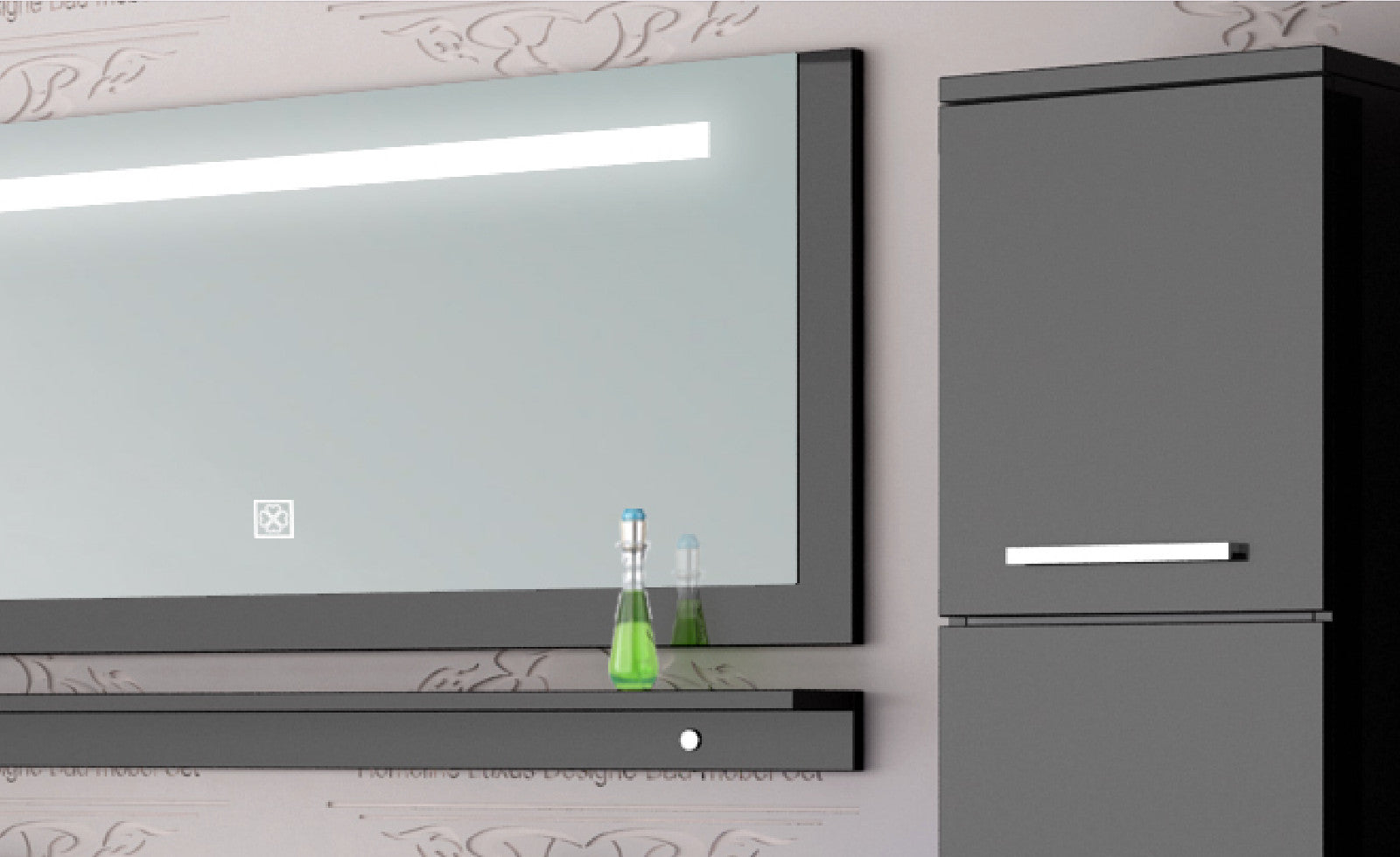 Schwarz Doppelwaschtisch 240 cm Hochglanz Doppel Waschbecken Badmöbel Set Led SY