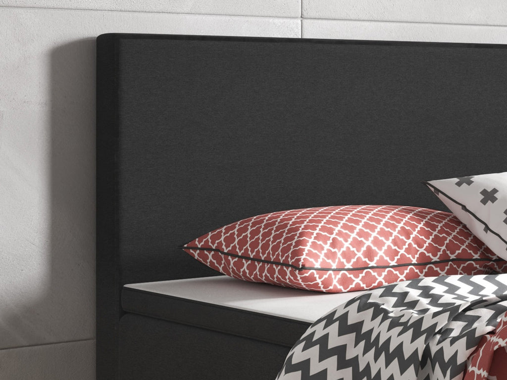 Boxspringbett Bett  90x200 Webstoff Anthrazit Einzelbett Schlafzimmer modern