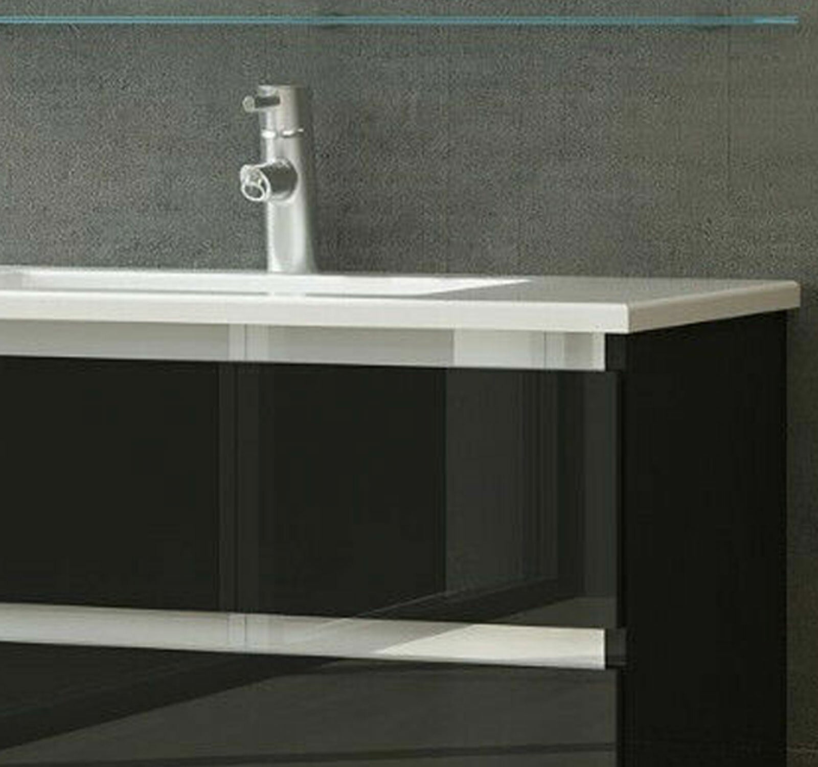 Badmöbel Set Schwarz 4TLG Unterschrank Keramik Spiegel Badezimmermöbel 90 cm bad