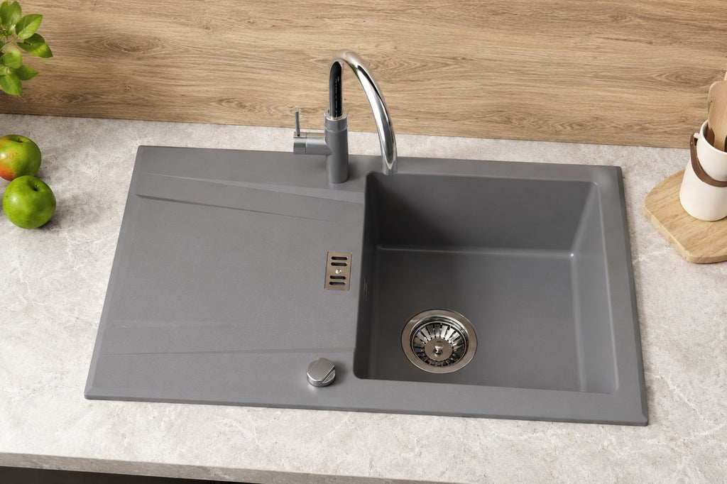 Granitspüle Küchenspüle Armatur Granit Siphon Einbauspüle Spülbecken Spüle76x44