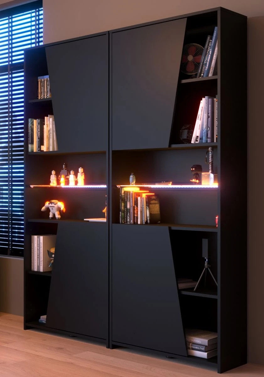 Gaming Set"Meta"in schwarz und Eiche Gamingtisch und Schrank inklLED Farbwechsel