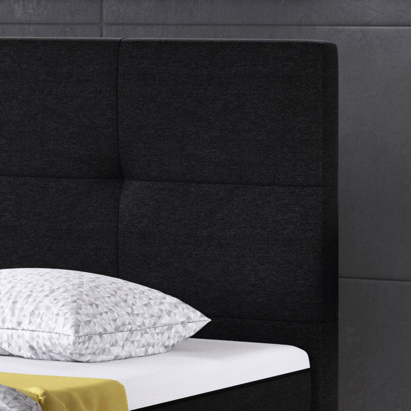 Boxspringbett 180x200 Schwarz Bett Komfortbett Hotelbett Stoff Bett Texas 31733