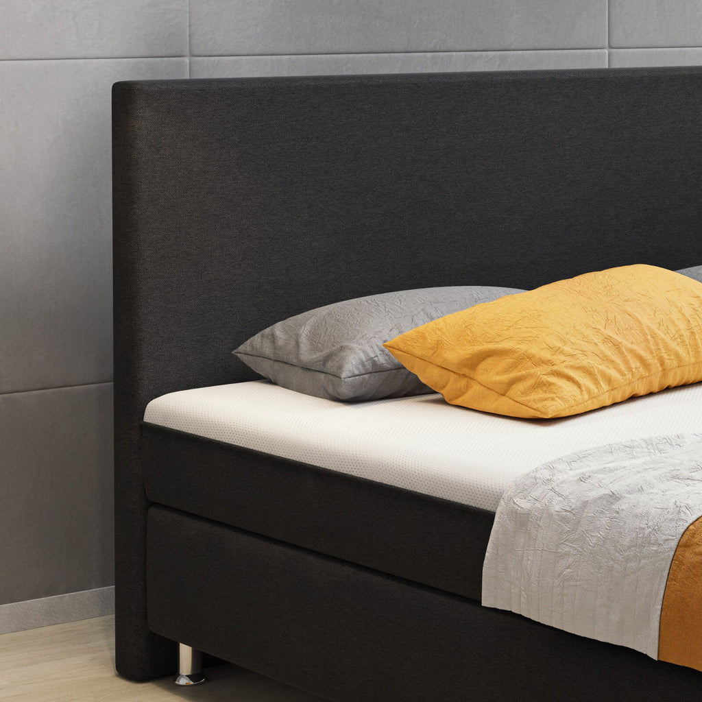 Boxspringbett Schwarz Bett Komfortbett Hotelbett Stoff 180x200 cm   London 31735