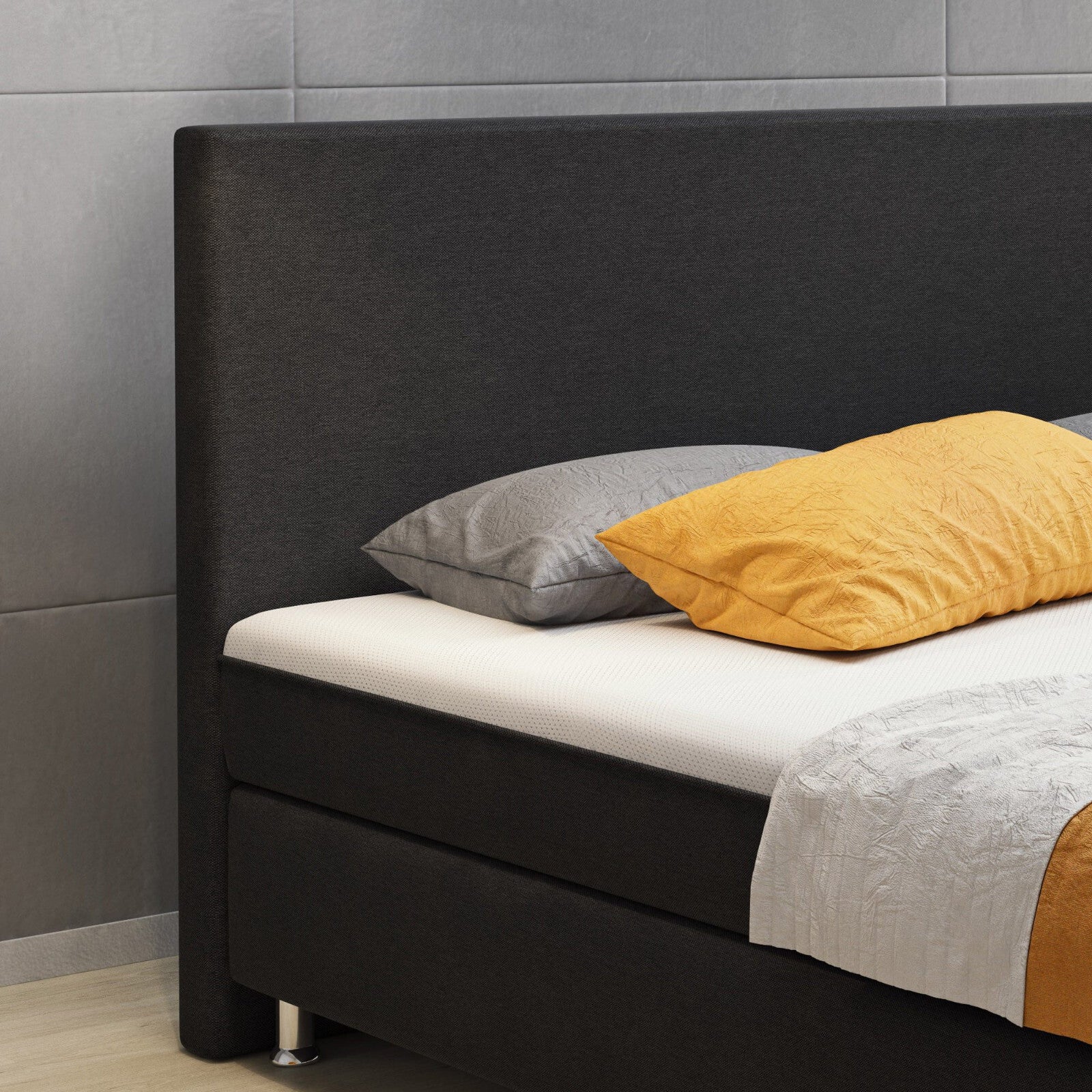 Boxspringbett Schwarz Bett Komfortbett Hotelbett Stoff 180x200 cm   London 31735
