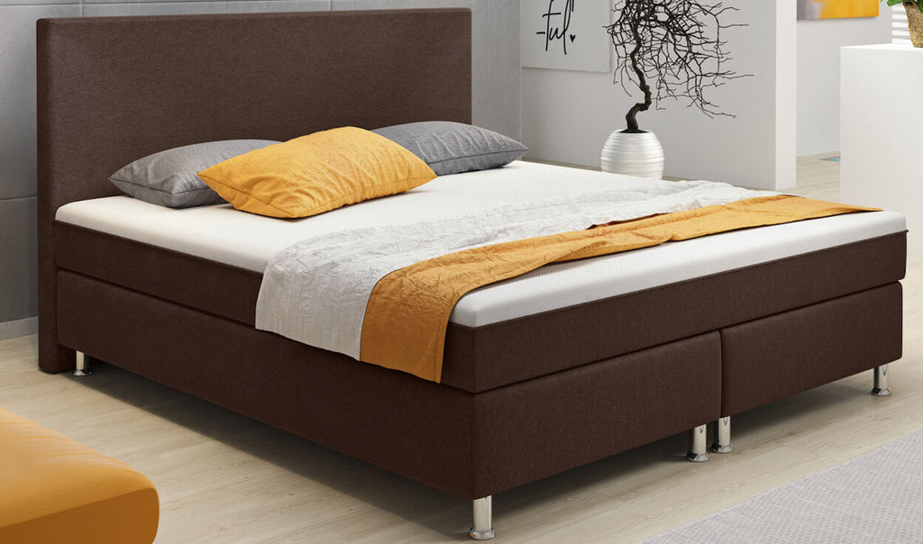 Boxspringbett 180x200 cm Braun Bett Komfortbett Hotelbett Stoff Bett London31736