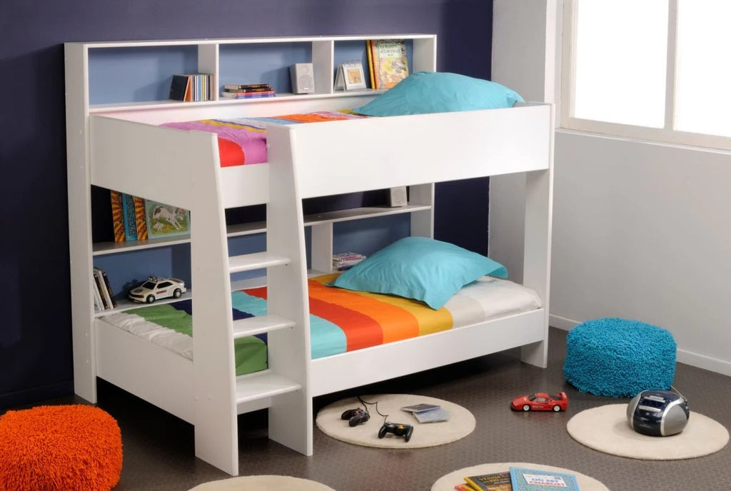 Etagenbett"TamTam1"in weiß mit blau oder pink Kinder und Jugendzimmer Hochbett