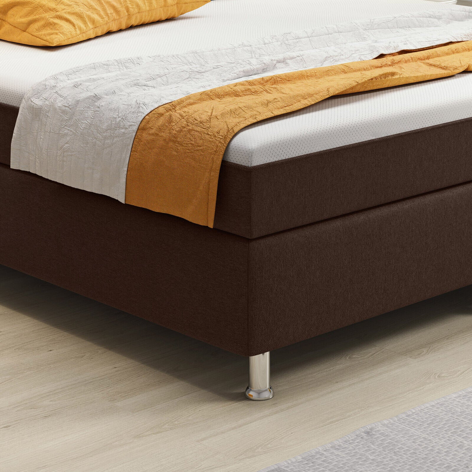 Boxspringbett 180x200 cm Braun Bett Komfortbett Hotelbett Stoff Bett London31736