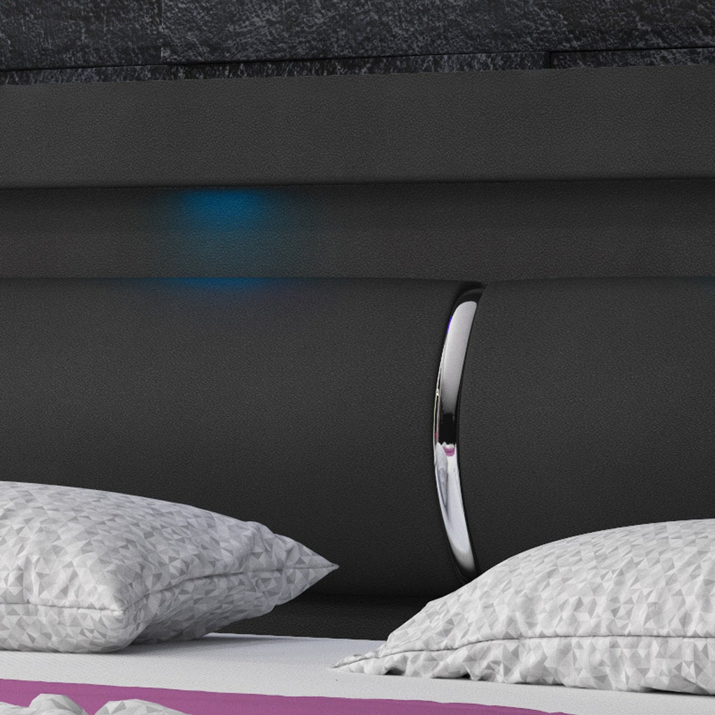 Boxspringbett Milano 180x200 cm Kunstleder Schwarz mit Topper-Optik
