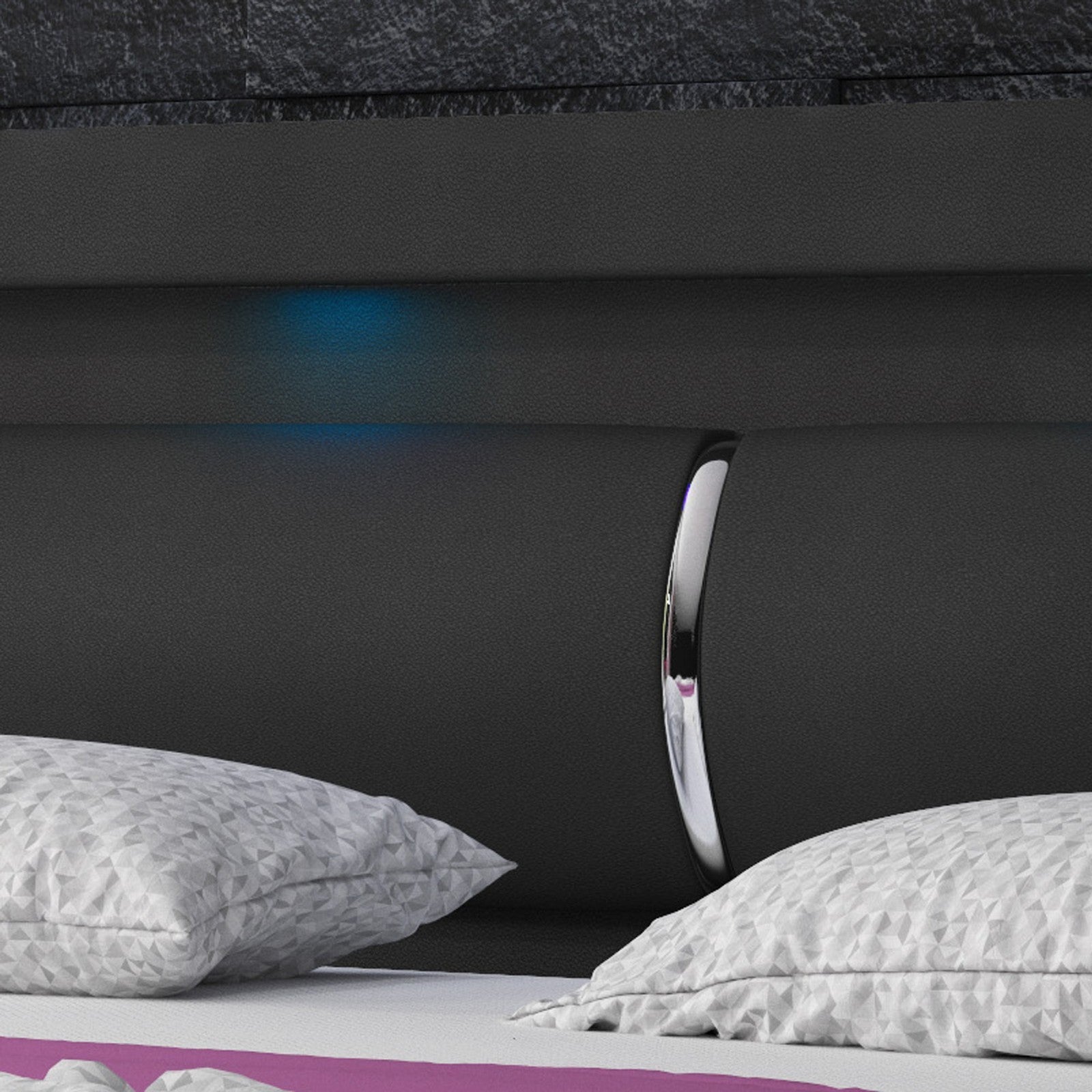 Boxspringbett Milano 180x200 cm Kunstleder Schwarz mit Topper-Optik
