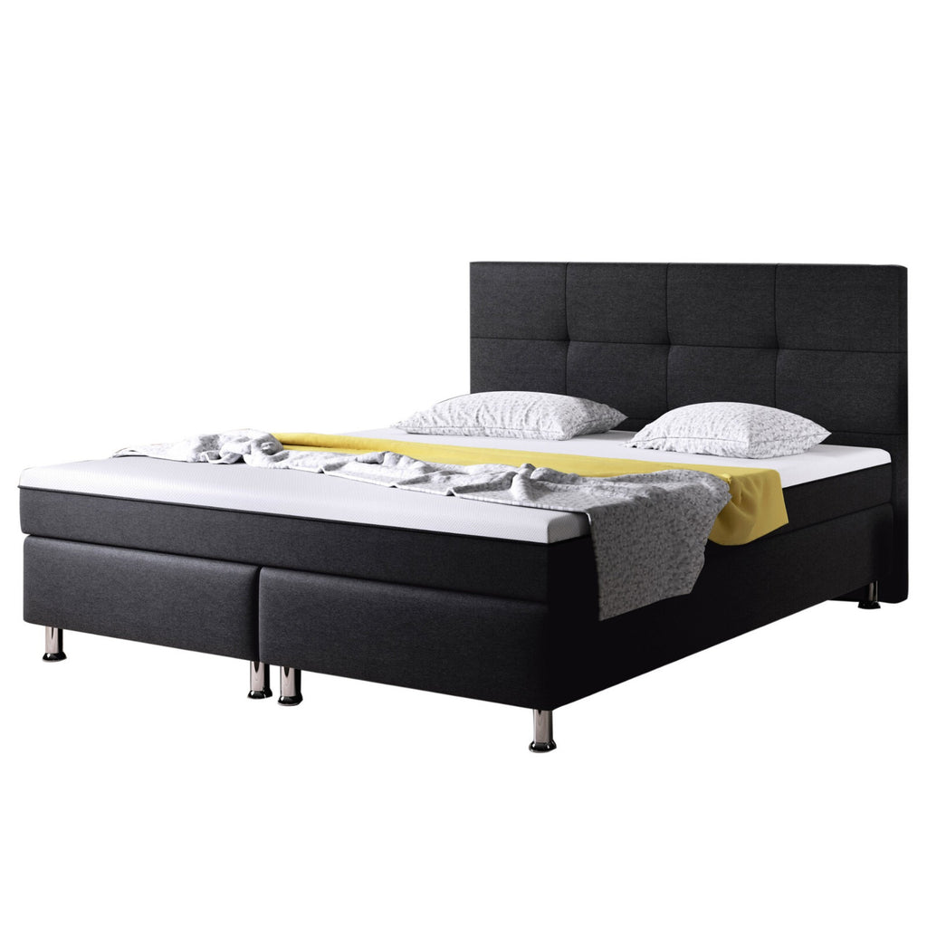 Boxspringbett 180x200 Schwarz Bett Komfortbett Hotelbett Stoff Bett Texas 31733
