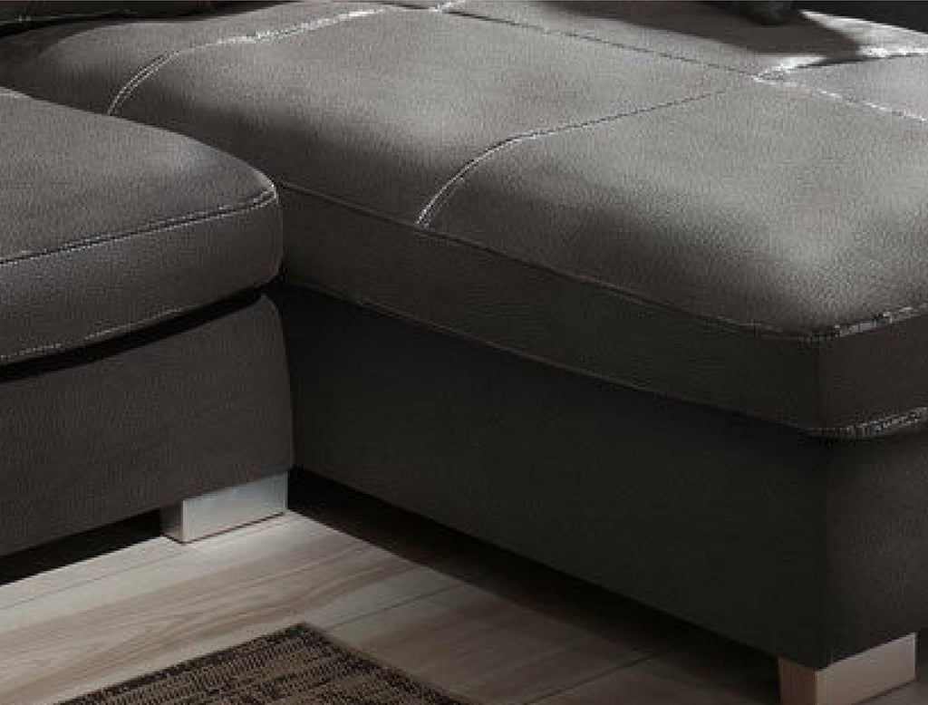Design Couchgarnitur Anthrazit Sofa K-Leder Eck Big Sofa Wohnlandschaft Rechts