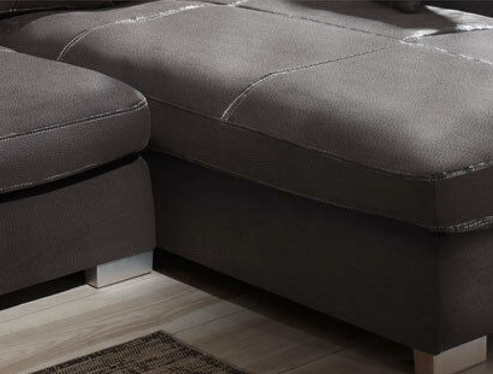 Design Couchgarnitur Anthrazit Sofa K-Leder Eck Big Sofa Wohnlandschaft Rechts