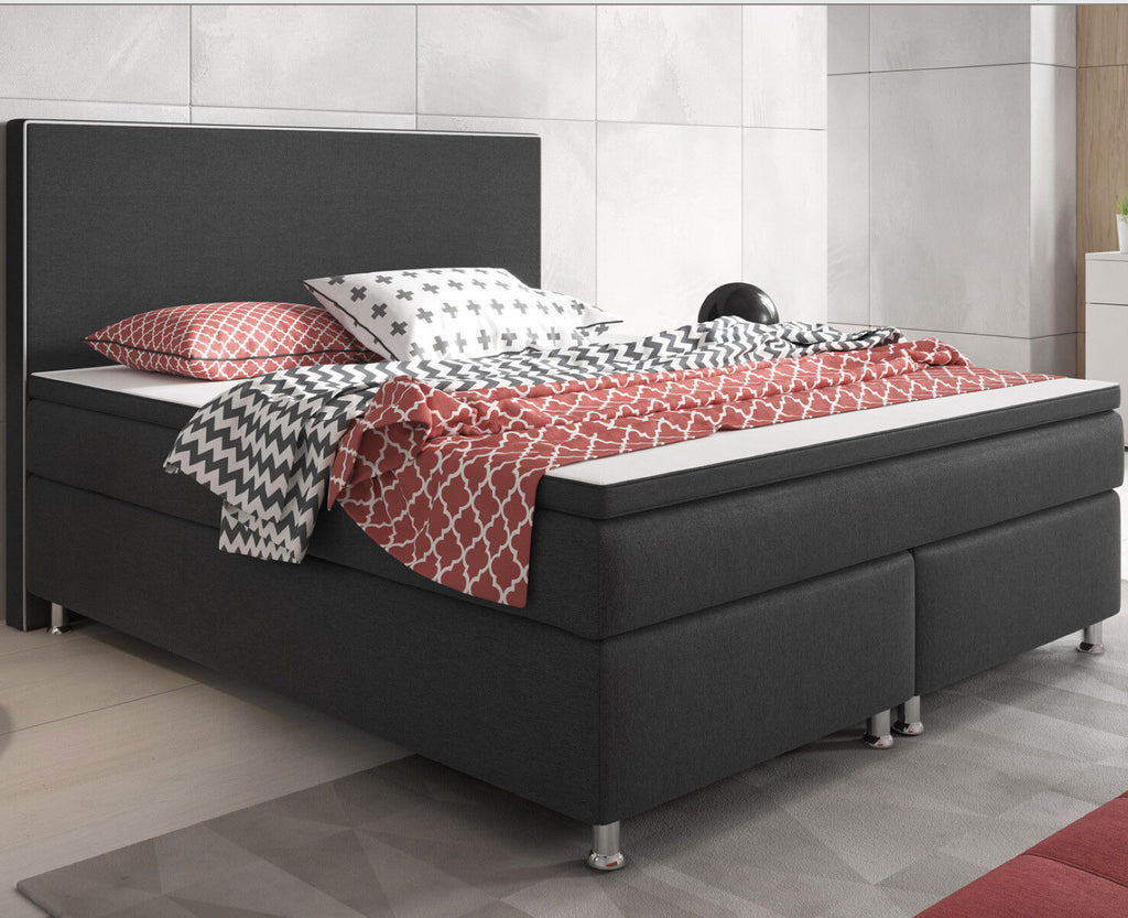 Boxspringbett 180x200 Anthrazit Bett Komfortbett Hotelbett Stoff Bett Riga 31739