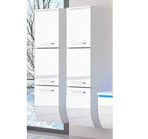 2x Seitenschrank Hochschrank Badmöbel Glanz Badschrank Weiß  110 cm