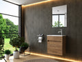Badmöbel Set 46 cm Eiche Badezimmer Möbel Schränke Spiegel Keramik Becken Bad 46
