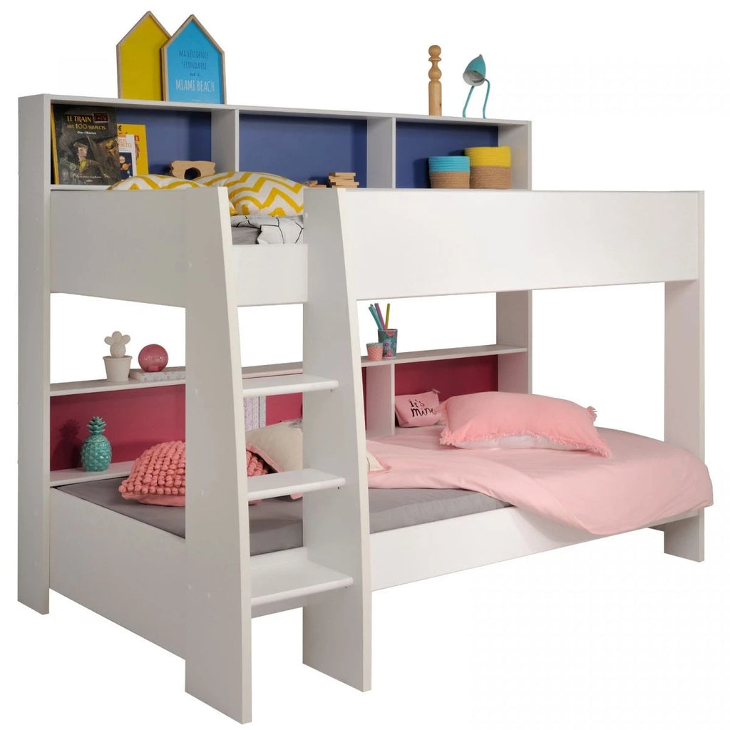 Etagenbett"TamTam1"in weiß mit blau oder pink Kinder und Jugendzimmer Hochbett