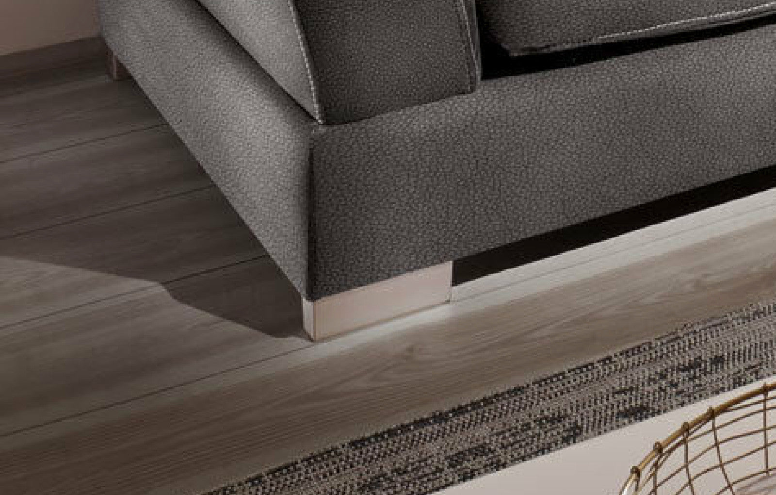Design Couchgarnitur Grau Sofa K-Leder Eck Sofa Wohnlandschaft Megasofa   Rechts